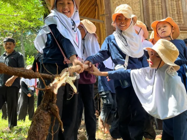 Sejumlah Siswa-Siswi Sekolah Dasar saat Edukasi Olahan Pangan khas Cireundeu, Singkong (ist)