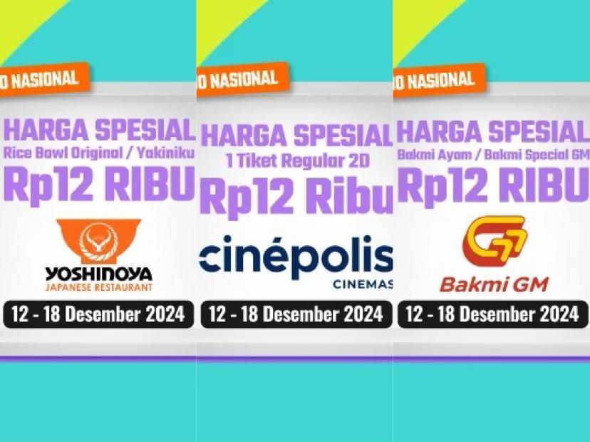 Promo Spesial 12.12, Klaim Serba Rp12.000 di Bakmie GM, Yoshinoya, & Cinepolis