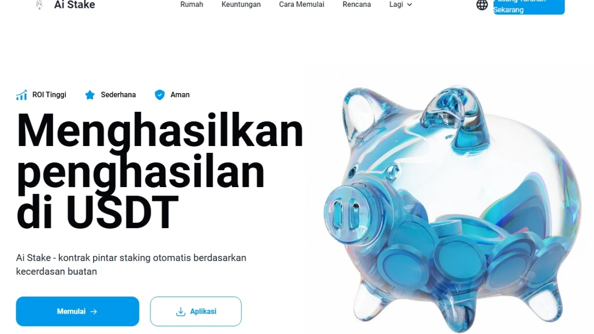 Tampilan website apliaksi investasi AI Stake yang diduga sebagai ponzi