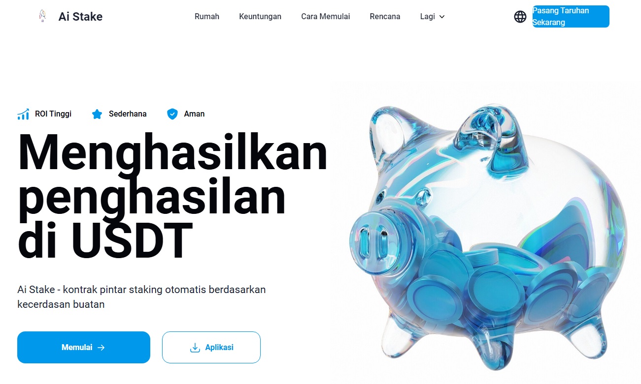 Tampilan website apliaksi investasi AI Stake yang diduga sebagai ponzi