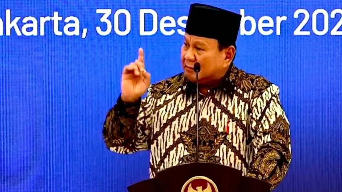 Presiden Prabowo Subianto saat memberi arahan kepada jajaran petinggi pemerintah pusat di acara Musrenbangnas. (foto/ANTARA)