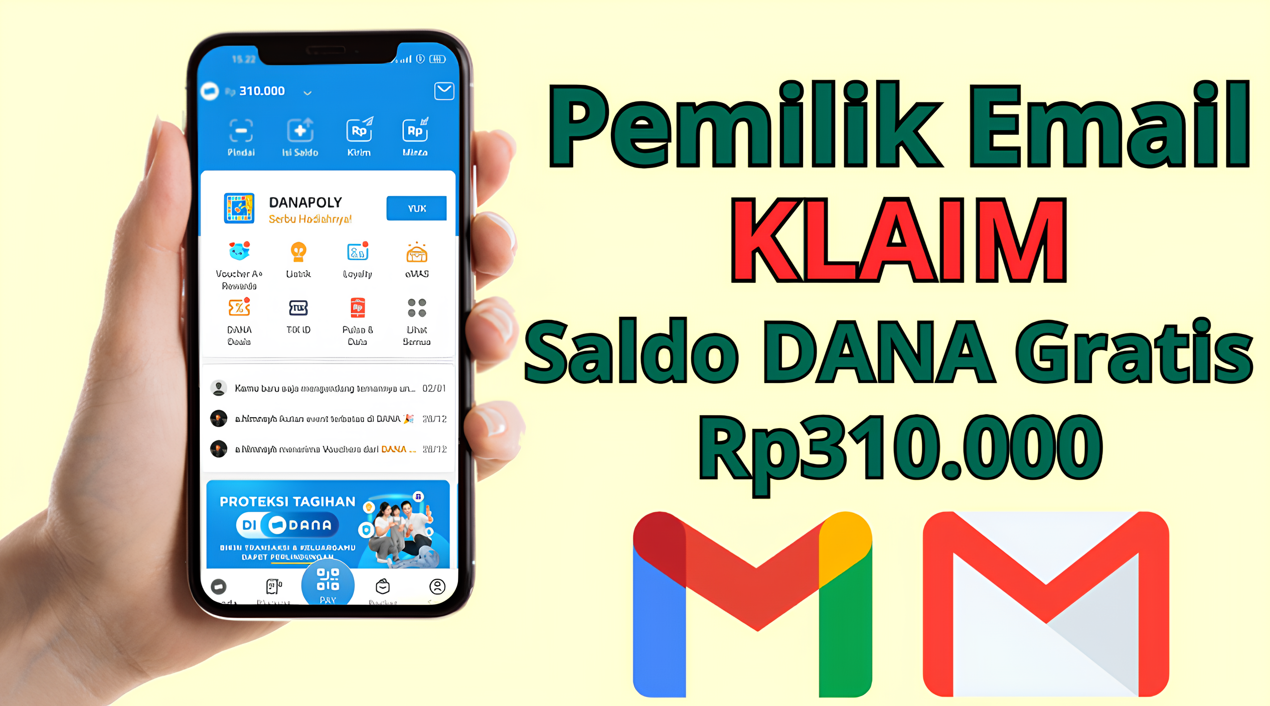 Pemilik Email Wajib Klaim Saldo DANA Gratis Rp310.000 Disini dengan mudah tanpa ribet.