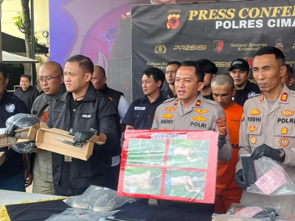 Polres Cimahi Berhasil Mengungkap Tindak Pidana Pembunuhan usai Penemuan Mayat di Cireundeu Kota Cimahi/Firman Satria/Jabar Ekspres/