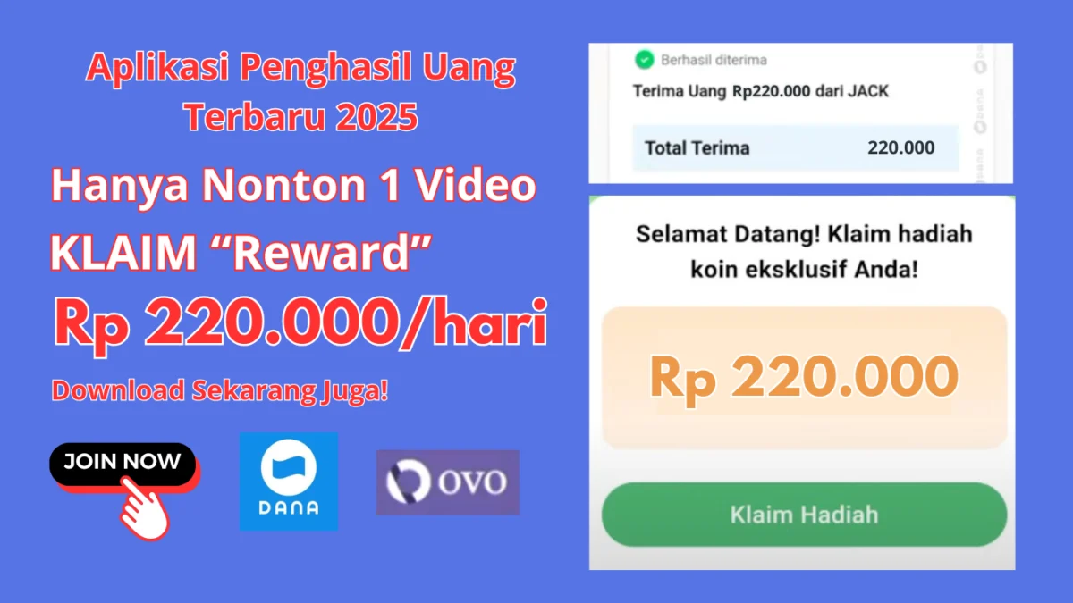 Nonton 3-5 Menit Dibayar Rp 220.000/Hari di Aplikasi Penghasil Uang 2025