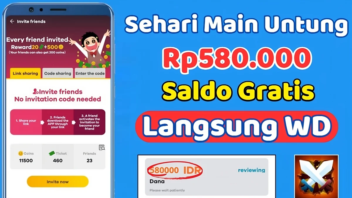 Main Sehari Aplikasi Penghasil Uang Bisa Untung Rp580.000 Saldo Gratis, ini Caranya