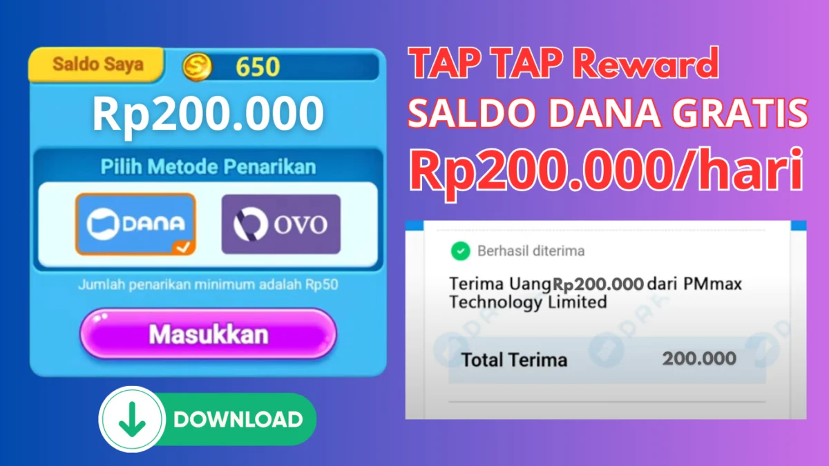 TAP TAP Saldo DANA Rp 200.000 Gratis per Hari Langsung Cair