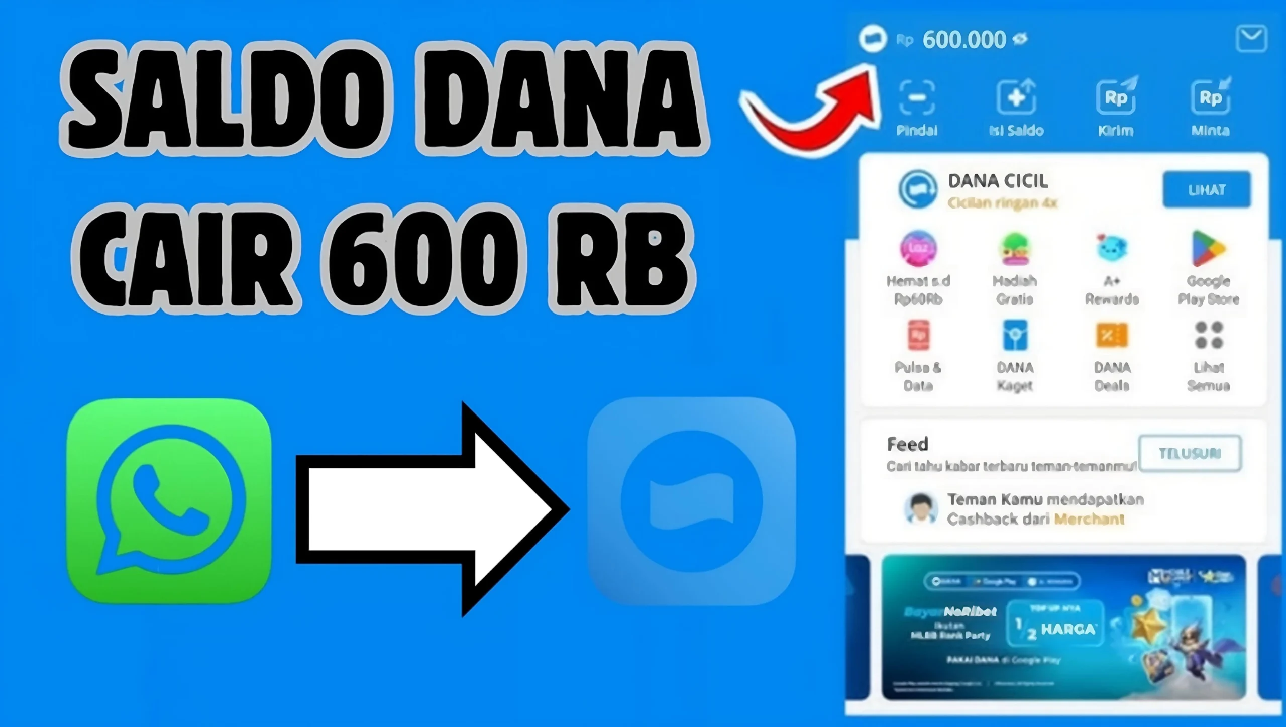 Trik Dapat Saldo DANA Gratis Rp600.000 Lewat Meta AI Whatsapp, Ikuti Cara ini