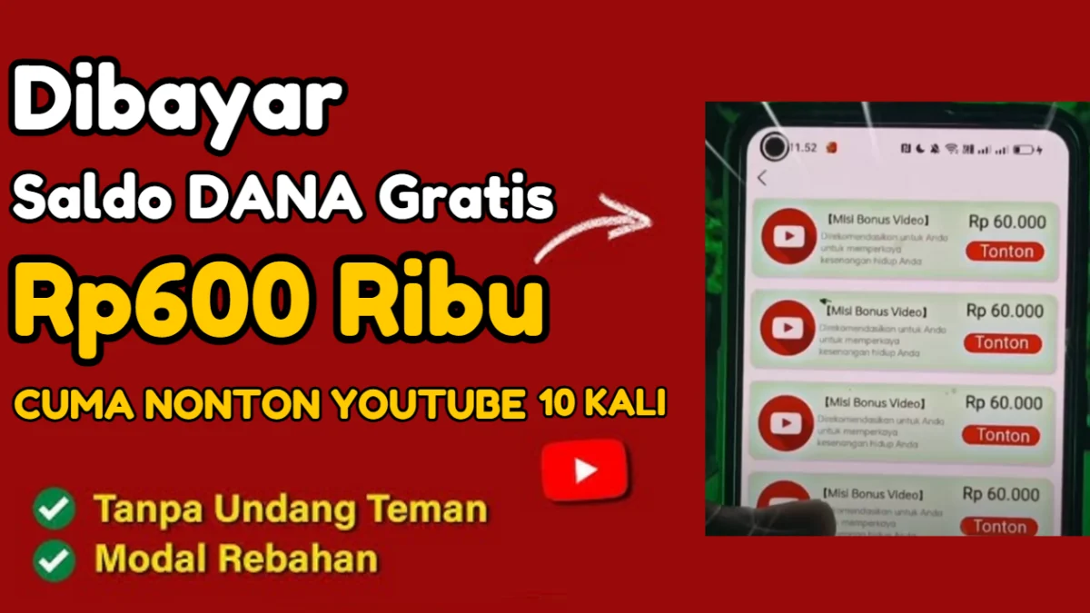 Aplikasi ini nggak main-main, lho! Cuma dengan nonton 10 video, kamu bisa mengantongi saldo gratis Rp600 ribu langsung cair ke akun DANA.