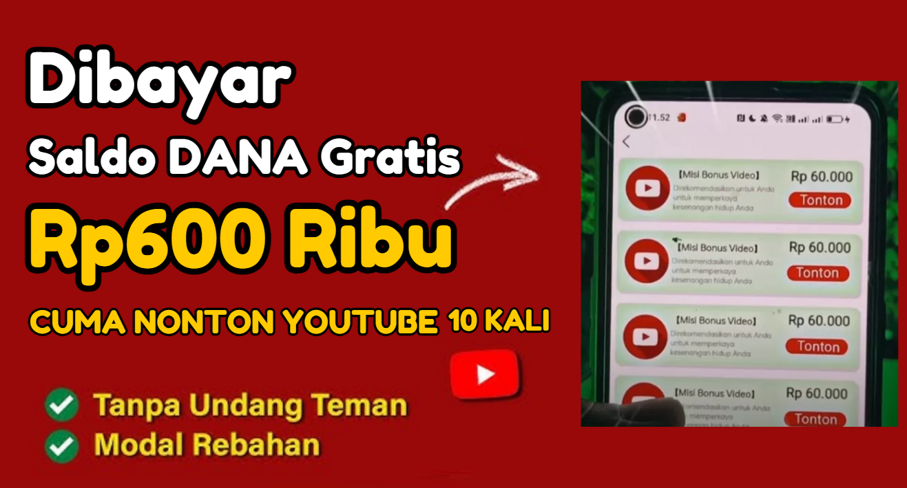 Aplikasi ini nggak main-main, lho! Cuma dengan nonton 10 video, kamu bisa mengantongi saldo gratis Rp600 ribu langsung cair ke akun DANA.