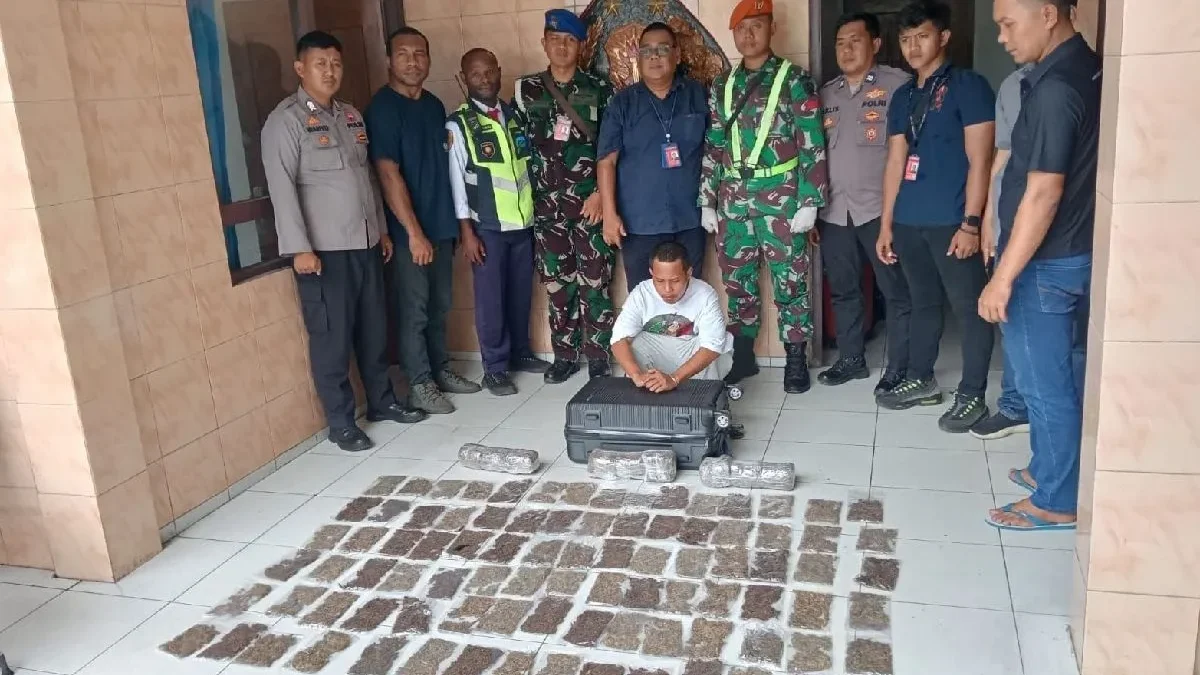 Calon penumpang tujuan sorong berhasil ditangkap petugas Bandara Sentani karena membawa 108 paket ganja. (foto/ANTARA)