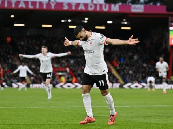 Selebrasi Mohamed Salah usai cetak gol untuk kemenangan Liverpool. (Instagram / mosalah)