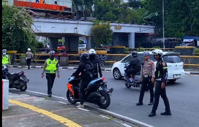 Salah satu titik lokasi digelarnya razia OPerasi Keselamatan Lodaya 2025 di Kota Bandung.