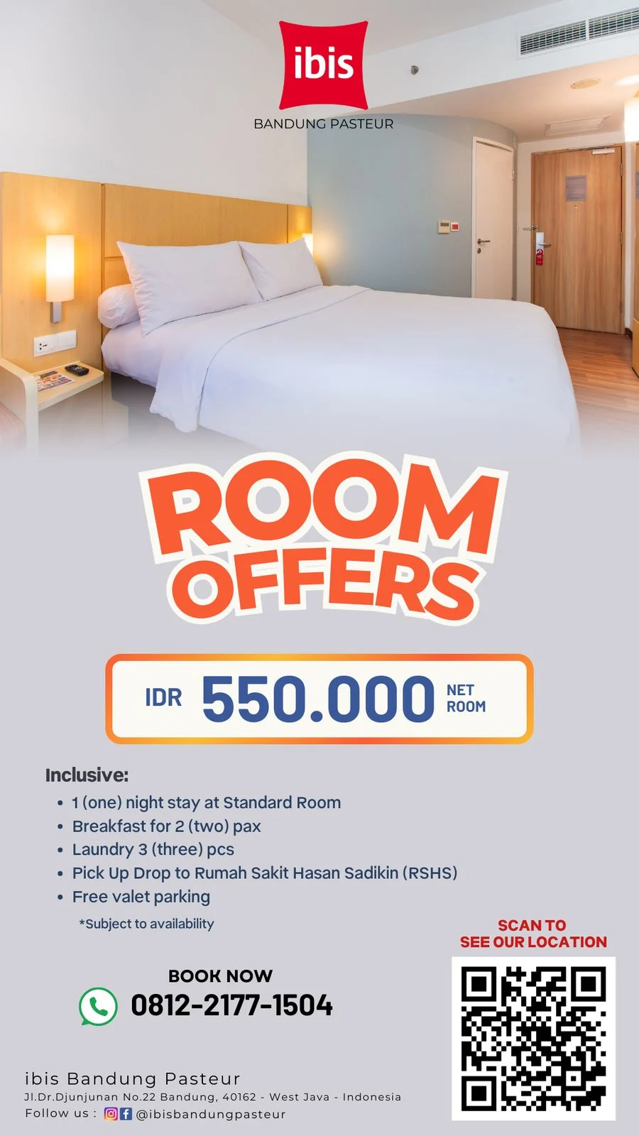 ibis Bandung Pasteur Tawarkan Paket Khusus untuk Pasien Rumah Sakit Hasan Sadikin Bandung