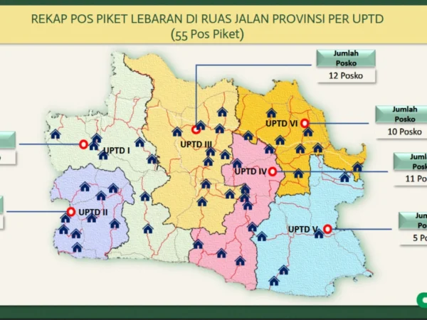 Rekap Lokasi Posko Piket Lebaran yang didirikan Pemda Prov Jabar yang tersebar di 55 titik.