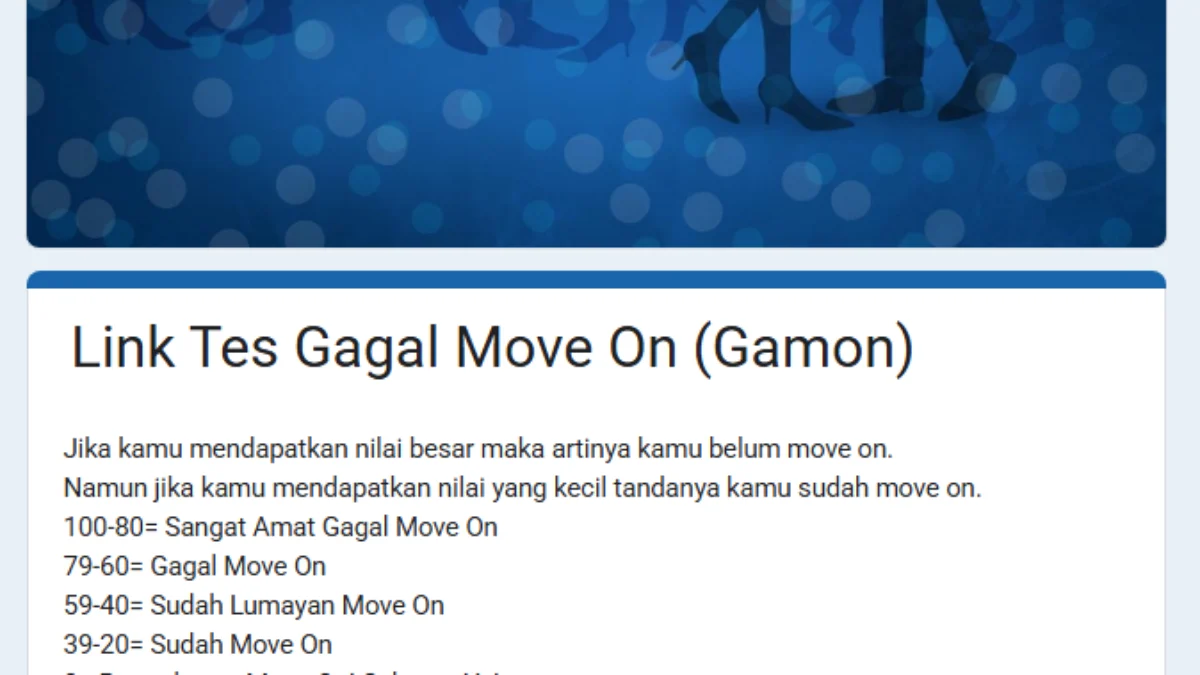 Link Tes Ujian GAMON (Gagal Move on), Cek Apakah Kamu Benar-Benar Sudah Move On dari Mantan?