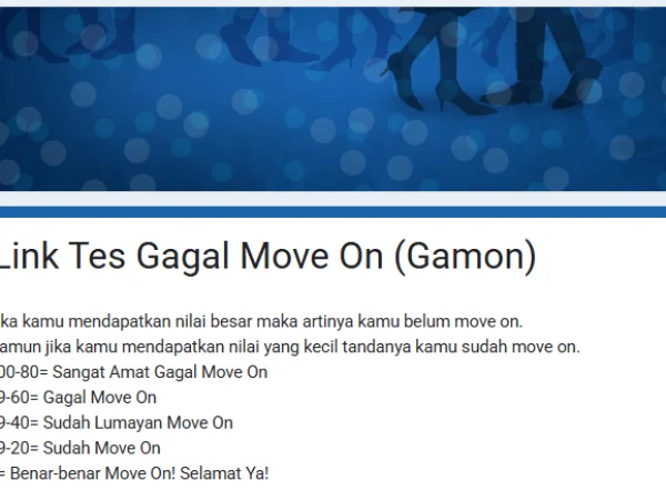 Link Tes Ujian GAMON (Gagal Move on), Cek Apakah Kamu Benar-Benar Sudah Move On dari Mantan?