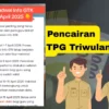Jadwal Resmi Pencairan Dana TPG Triwulan 1 2025, Cek Info GTK