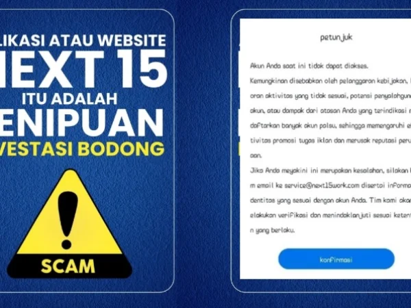 Aplikasi Next 15 yang kini sudah scam