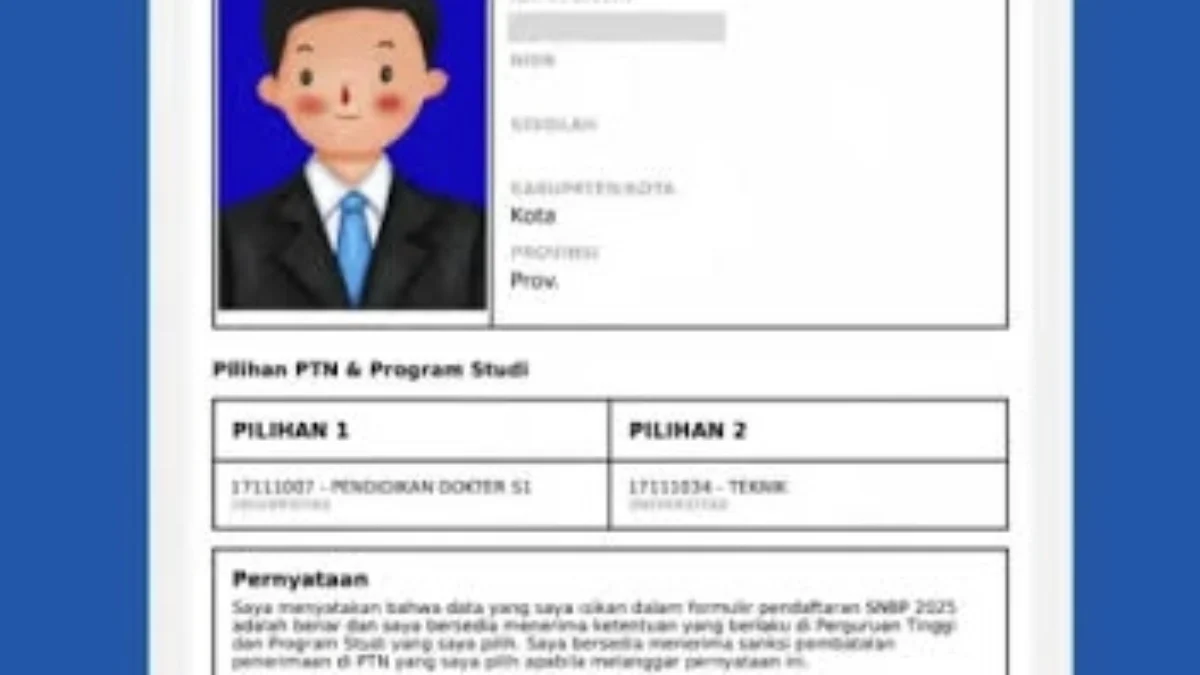 Cara Download Kartu Peserta SNBP 2025 Format PDF dan DOC, Catat Jadwalnya