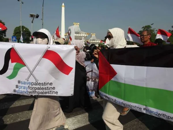 Ilustrasi sejumlah peserta aksi bela Palestina. (foto/web Pemprov Jabar)