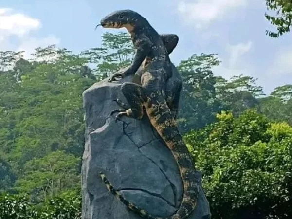 Viral Patung Tugu Biawak di Wonosobo Terlihat Mirip Asli